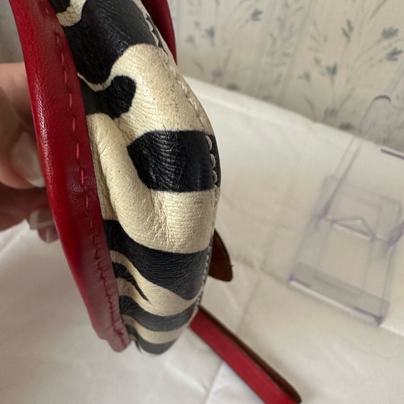 Dooney & Bourke Leather Zebra Wristlet with Red Trim - Picture 6 of 13